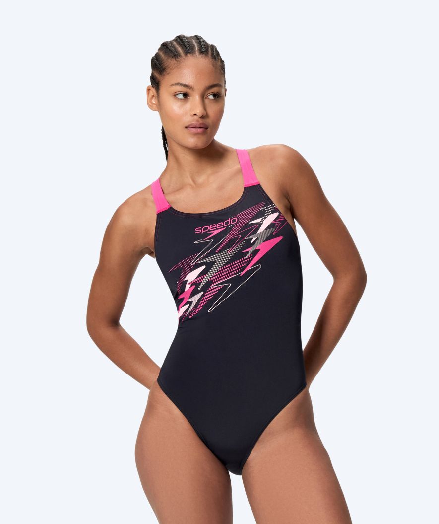 Speedo baddräkt för dam - Medley Logo Medalist - Svart/Rosa