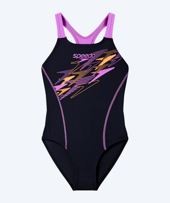 Speedo baddräkt för flickor - Medley Logo Medalist - Svart/Lila