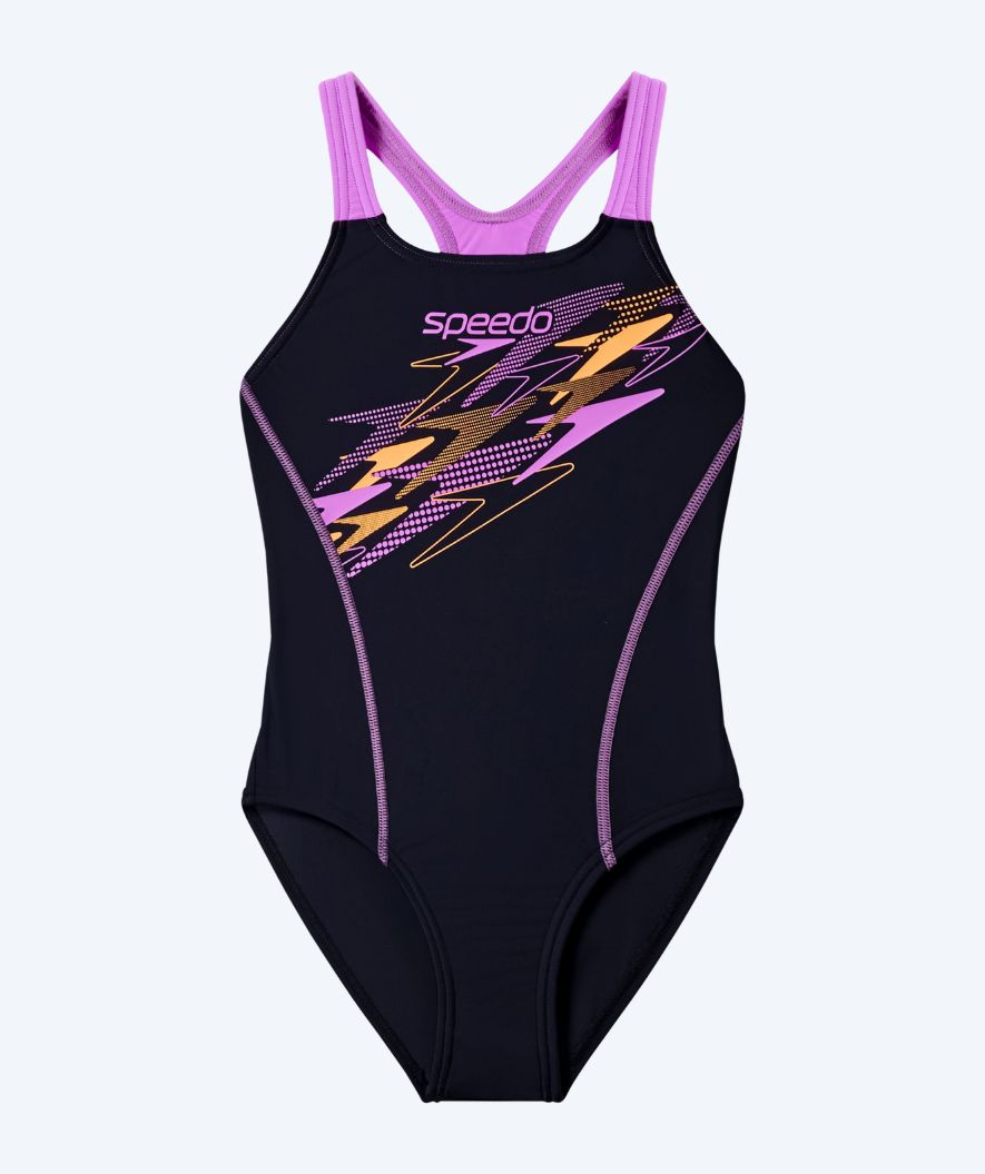Speedo baddräkt för flickor - Medley Logo Medalist - Svart/Lila