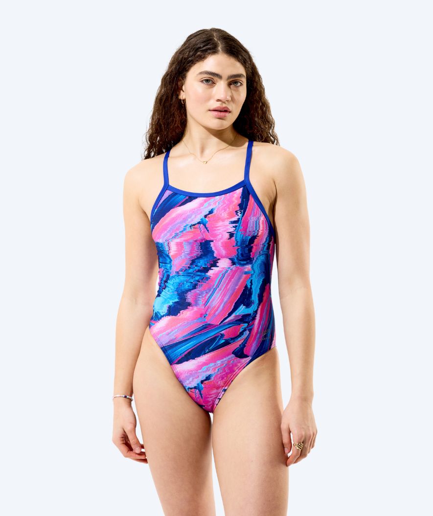 Speedo baddräkt för dam - Printed Turnback - Blå/Rosa