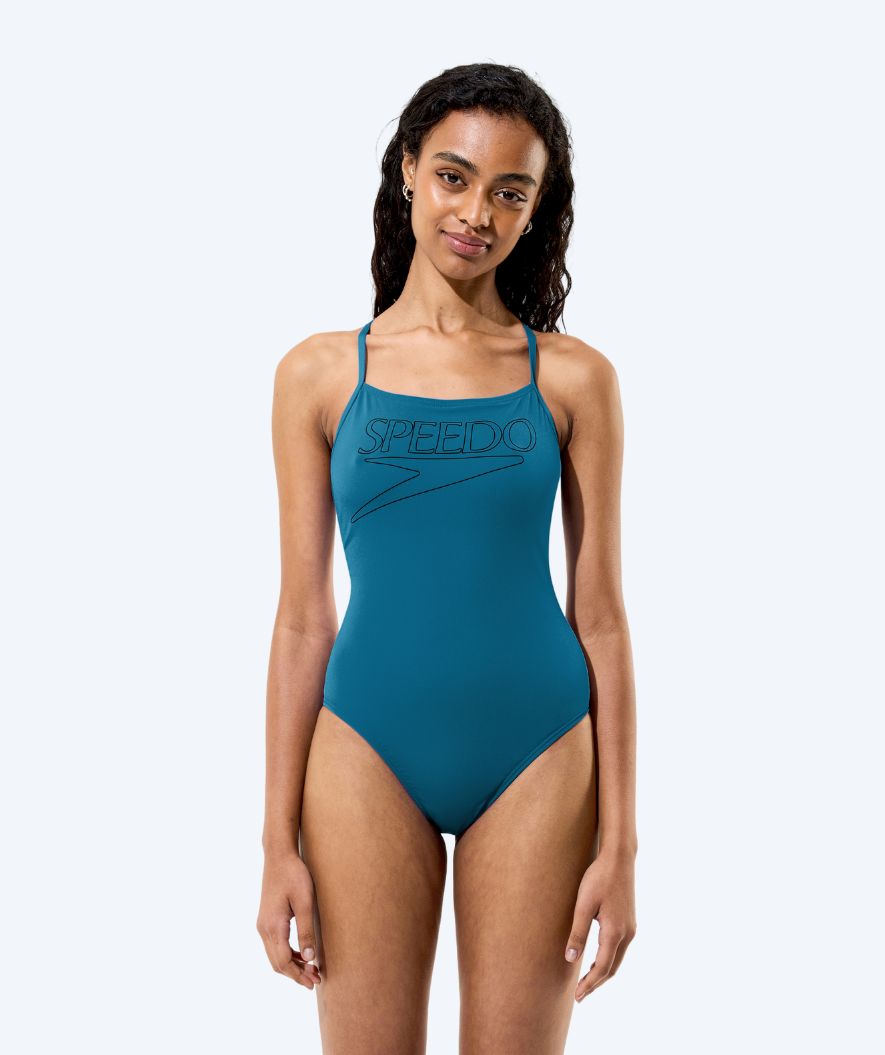 Speedo baddräkt för dam - Endurance Logo Thin Strap - Mörkgrön
