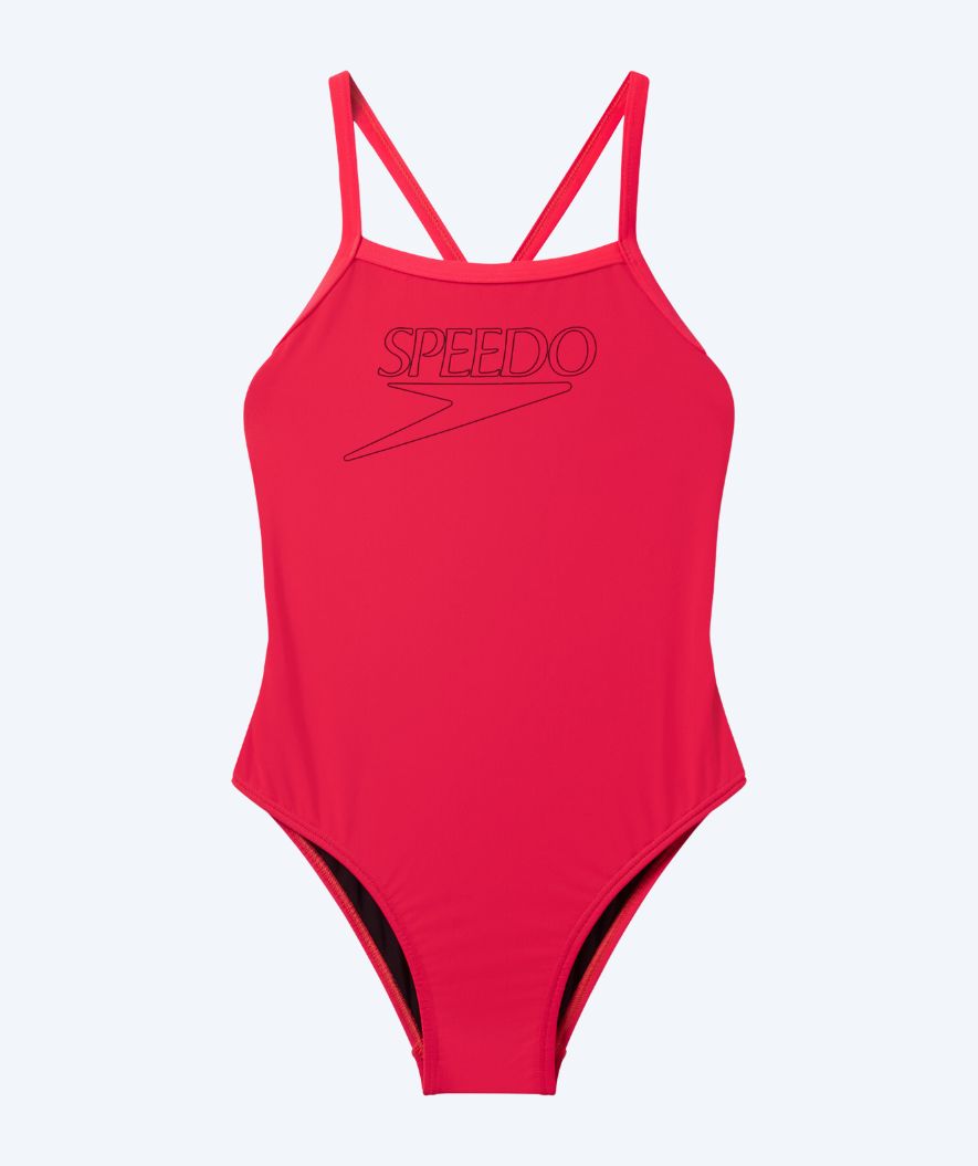 Speedo baddräkt för flickor - Endurance Logo Thinstrap - Ljusrosa