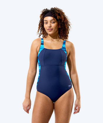 Speedo baddräkt för dam - Print Luna Lustre - Mörkblå/Ljusblå