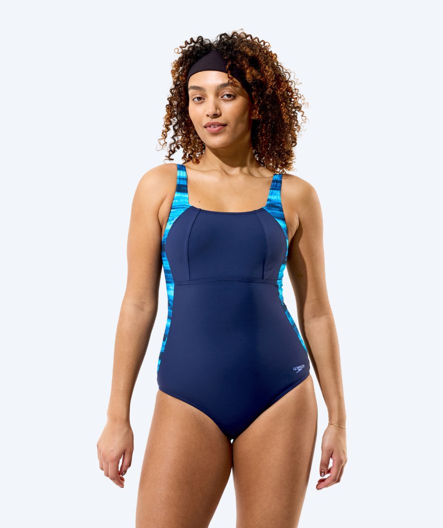 Speedo baddräkt för dam - Print Luna Lustre - Mörkblå/Ljusblå