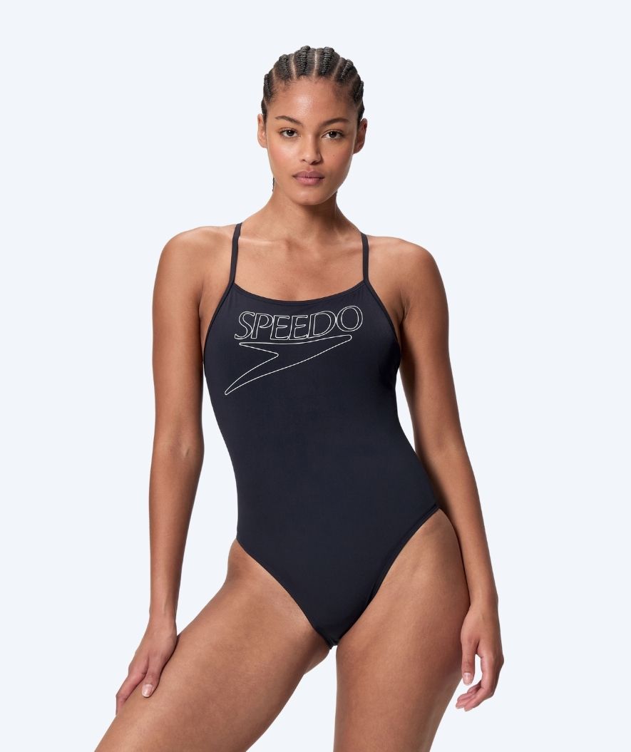Speedo baddräkt för dam - Endurance Logo Thin Strap - Svart
