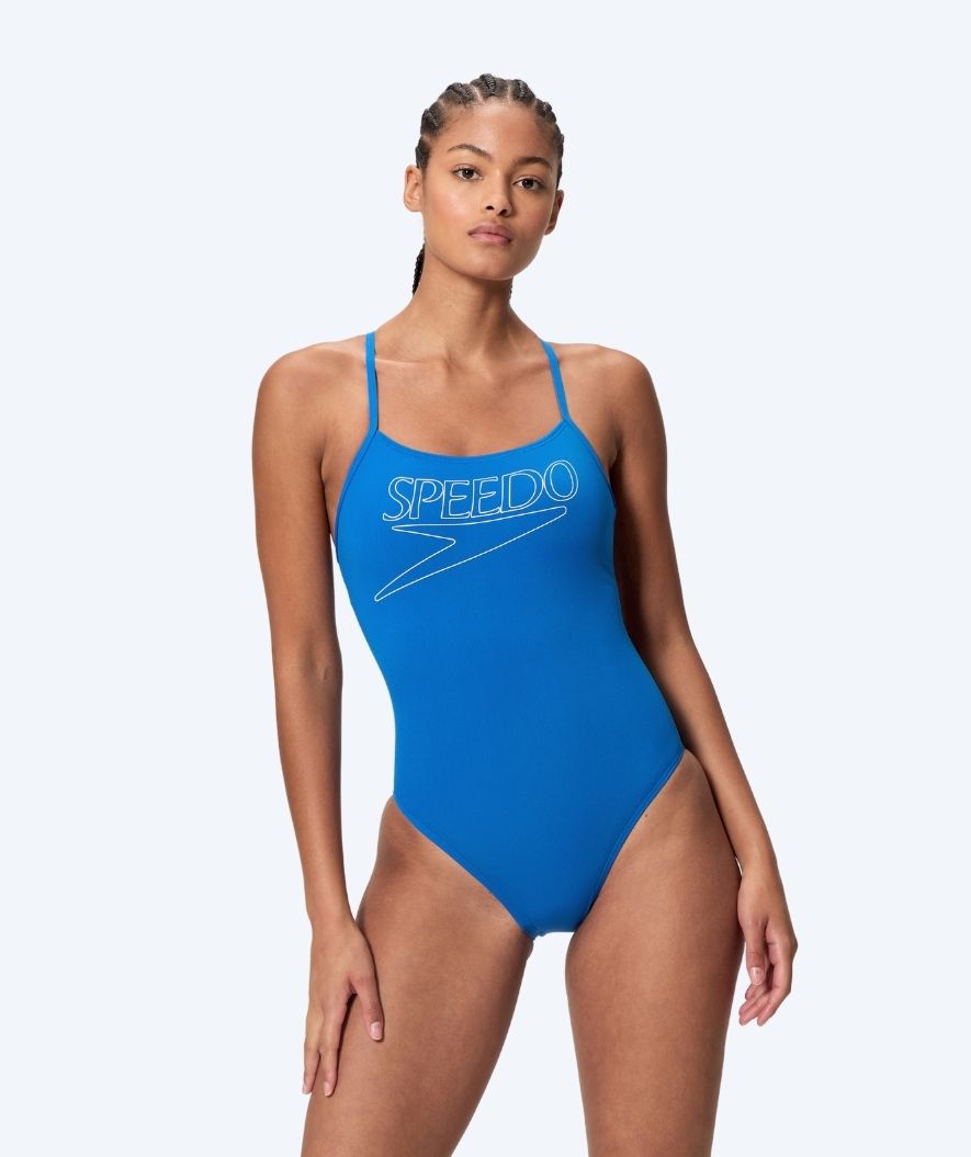 Speedo baddräkt för dam - Endurance Logo Thin Strap - Ljusblå