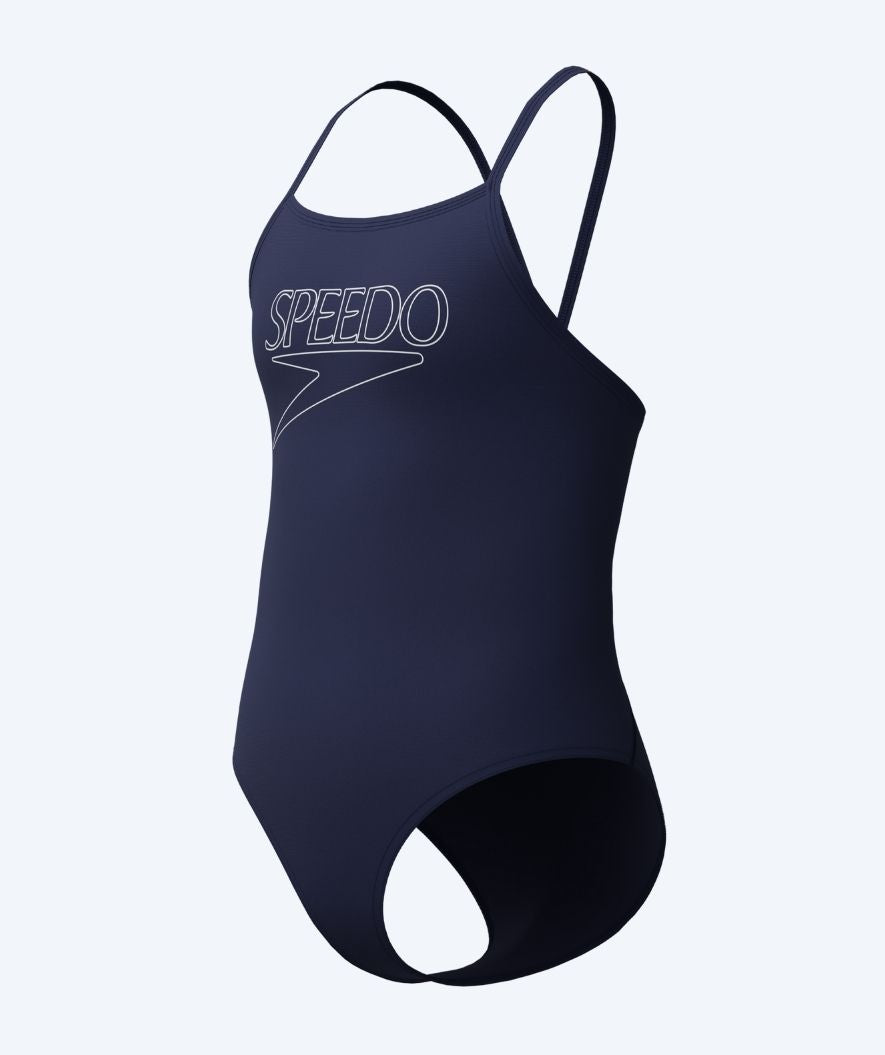 Speedo baddräkt för flickor - Endurance Logo Thinstrap - Mörkblå