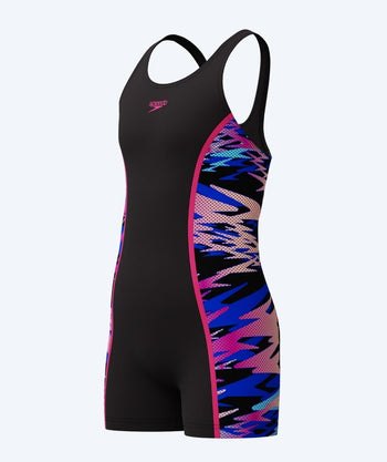 Speedo baddräkt med ben för flickor - Hyperboom Splice Muscleback - Svart/Rosa/Multifärgad