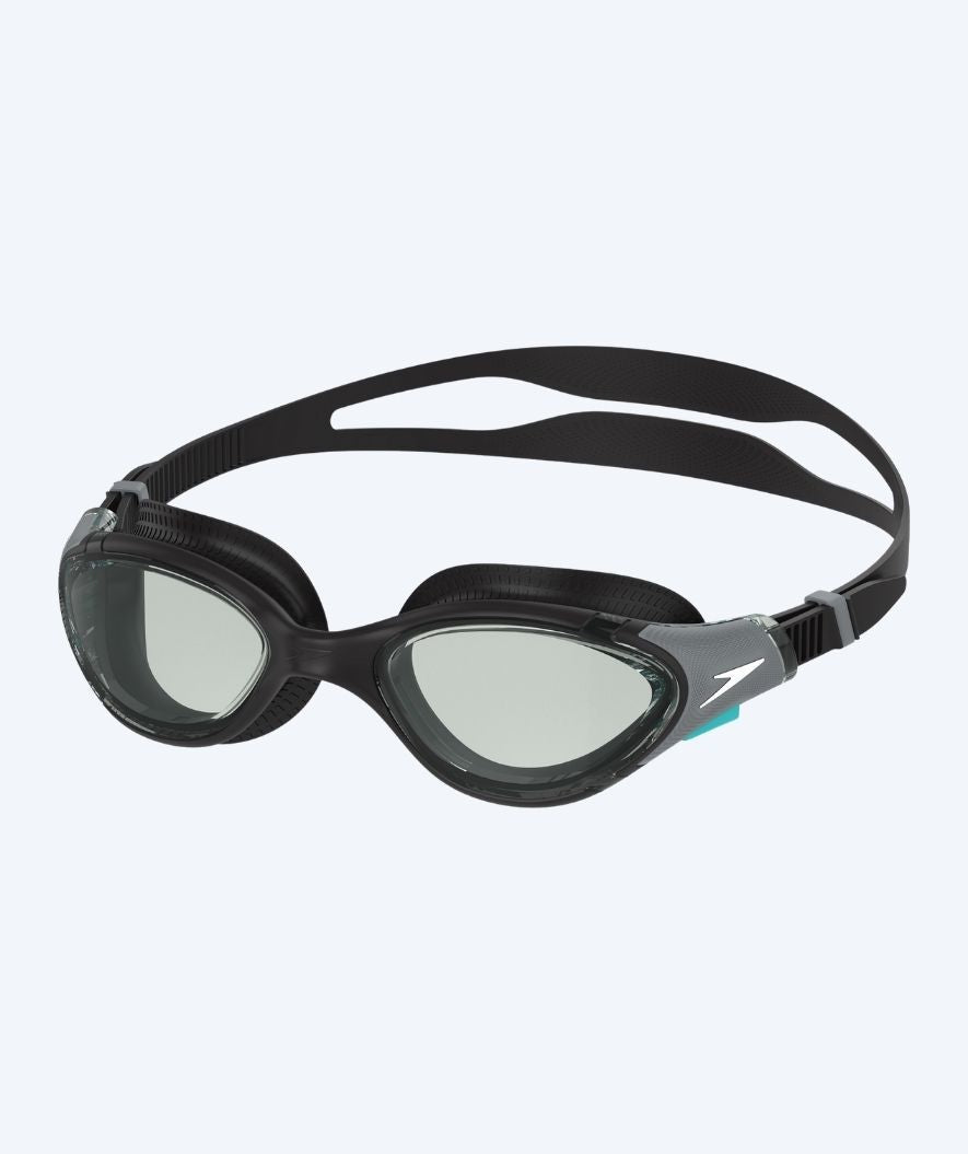 Speedo simglasögon med styrka till vuxna med närsynthet - (-1.5) – (-6.0) - Biofuse 2.0 - Svart/Grå (Smoke lins)