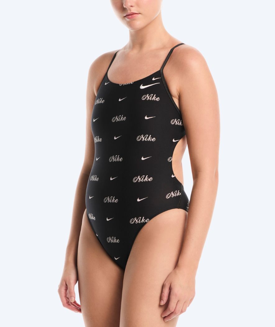 Nike baddräkt för dam - Hydrastrong Print Cutout - Svart/Vit