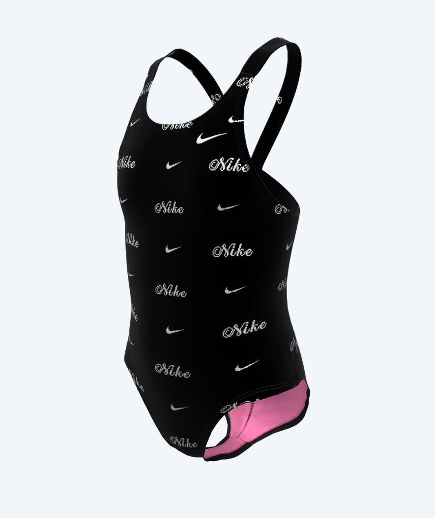 Nike baddräkt för flickor - Hydrastrong Print Fastback - Svart/Vit