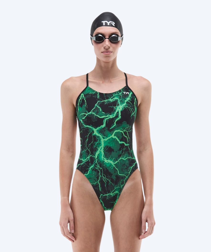 TYR baddräkt för dam - Durafast Elite Cutoutfit Arterix - Grön/Svart