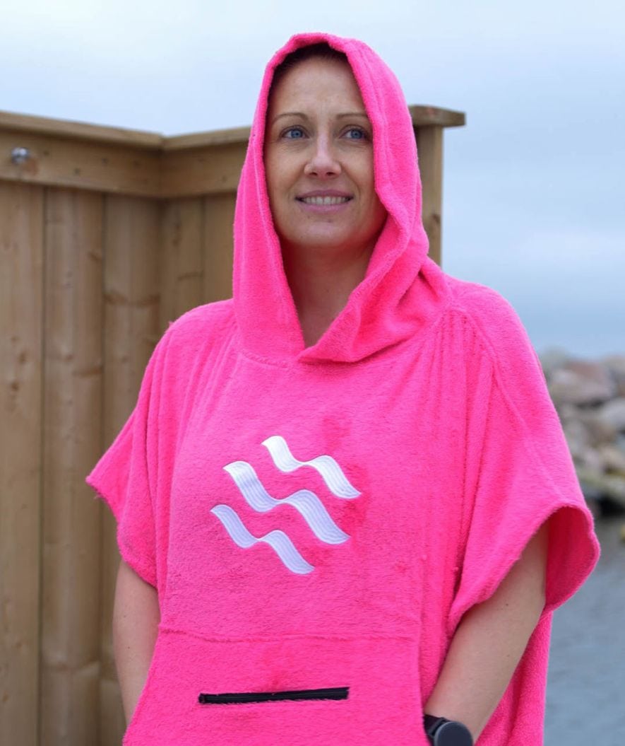 Watery badponcho för vuxna - Bomull - Svart