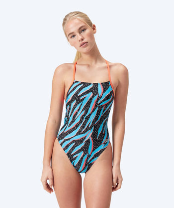 Speedo baddräkt för dam - Allover Digital Lattice Tie Back - Svart/blå