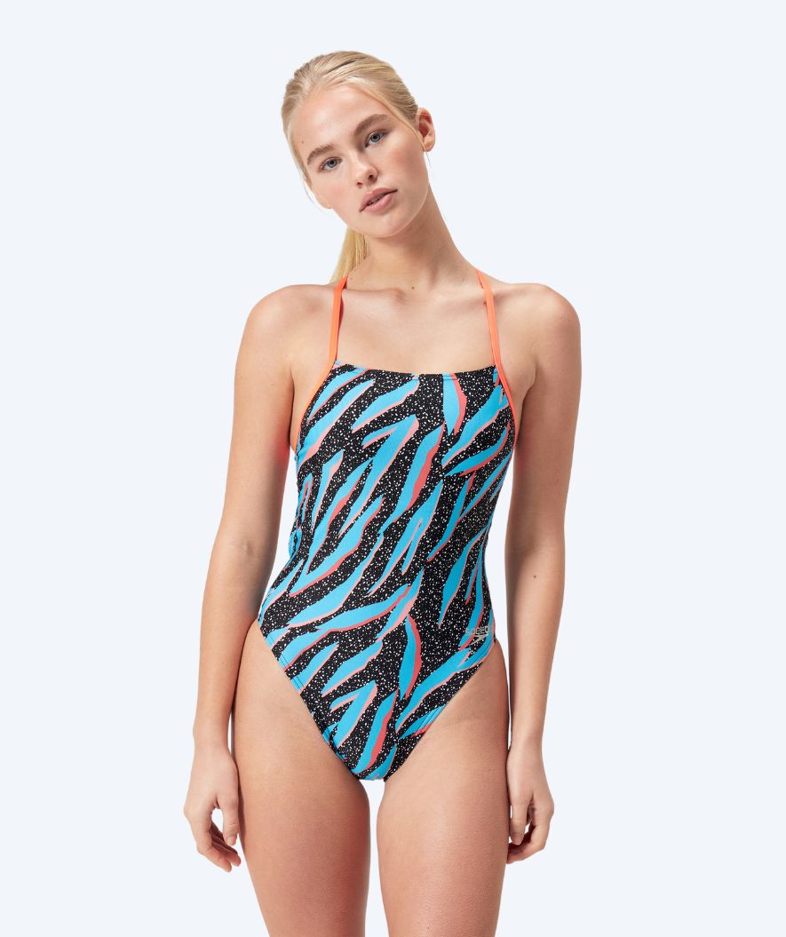 Speedo baddräkt för dam - Allover Digital Lattice Tie Back - Svart/blå