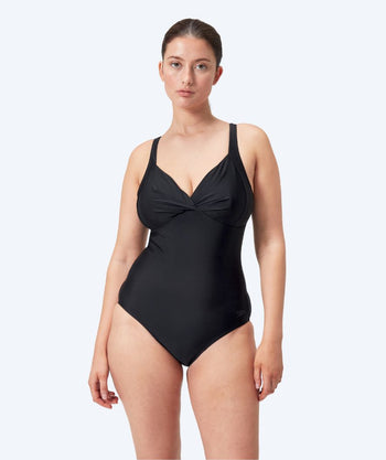 Speedo baddräkt med inbyggd bh dam - Shaping Cross Knot - Svart