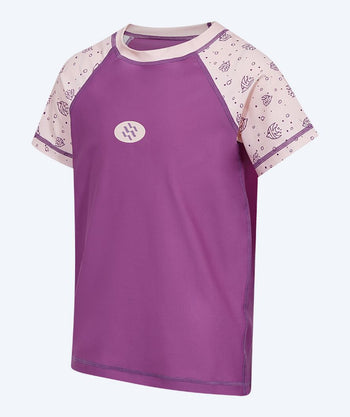 Watery UV-tröja för barn - Brandman Kortärmad Rashguard - Rosa/lila