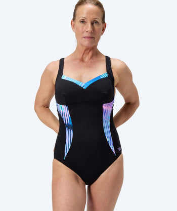 Speedo baddräkt för dam - Shaping Printed LunaElustre - Svart/turkos