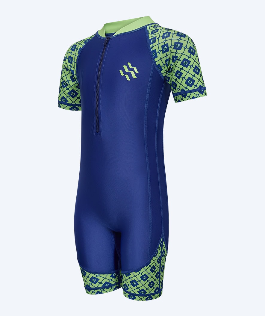 Watery UV-dräkt för barn - Athena Kortärmad Rashguard - Grön/mörkblå