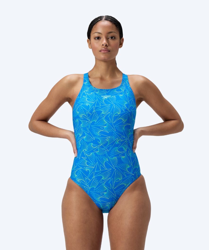 Speedo baddräkt för dam - Hyperboom Allover Medalist - Blå/Grön