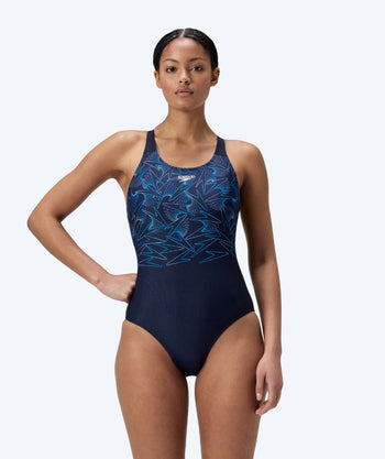 Speedo baddräkt för dam - Hyperboom Placement Muscleback - Mörkblå/Ljusblå