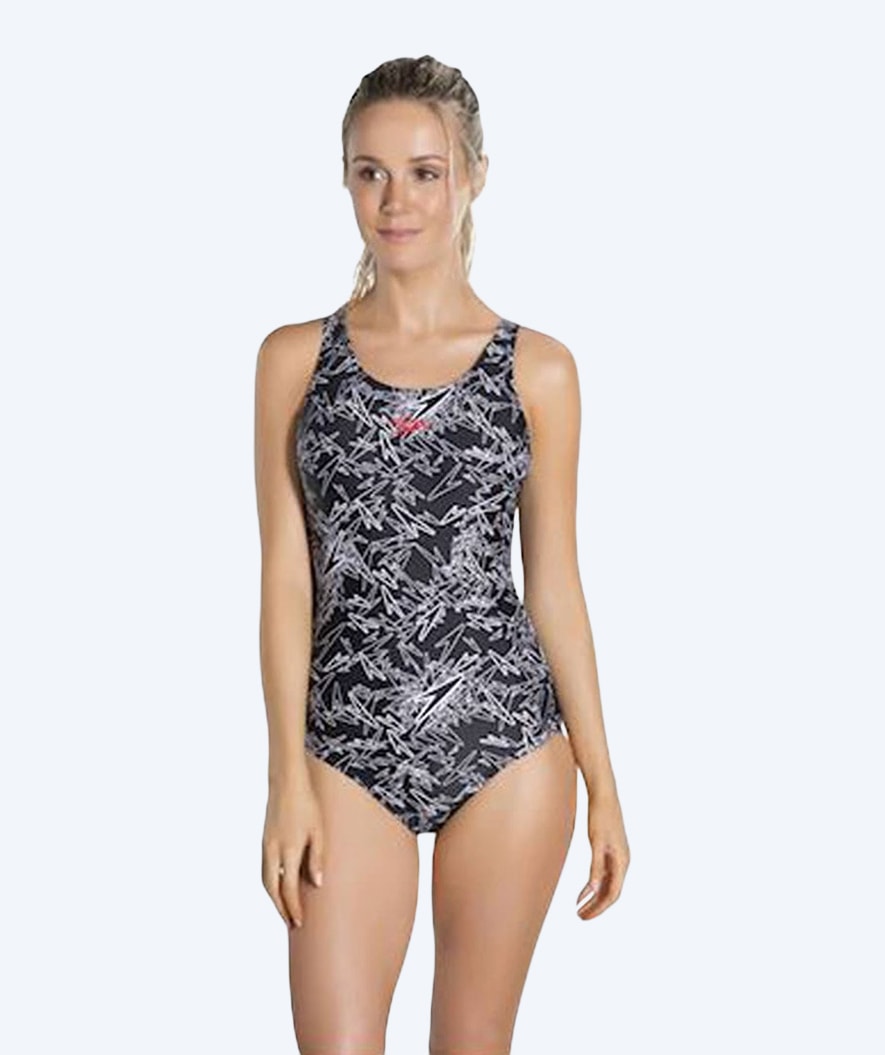 Speedo baddräkt för dam - Boom Allover Muscleback - Svart/Vit