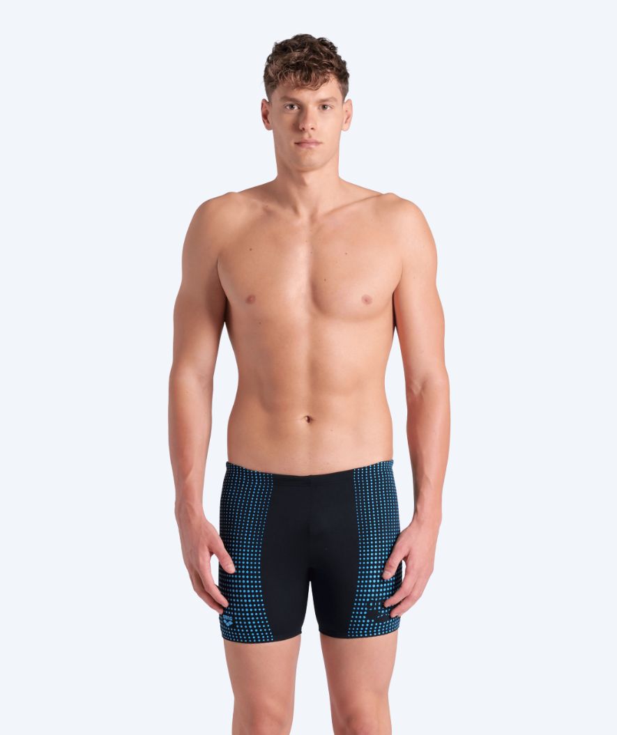 Arena långa badbyxor för herr - Foggy Dots - Svart/ljusblå