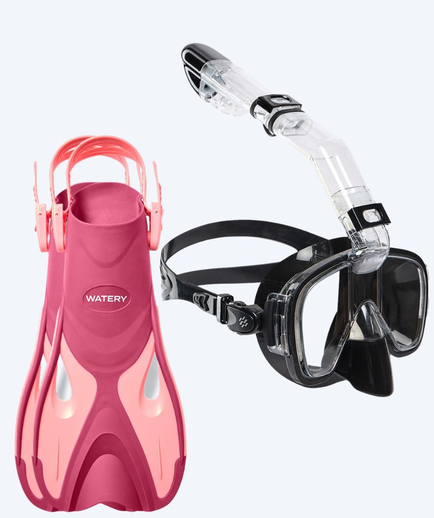 Watery snorkelset för vuxna - Fisher/Pearl - Rosa/svart