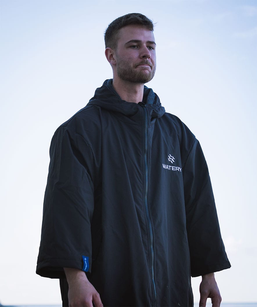 Watery surf poncho - Waterproof - Svart