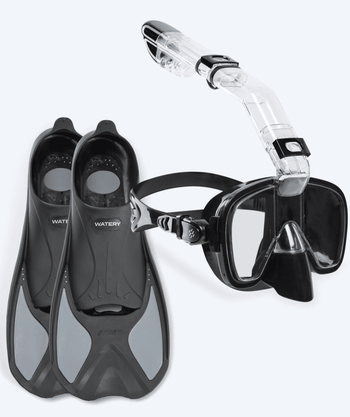 Watery snorkelset för barn - Pike/Pearl - Svart