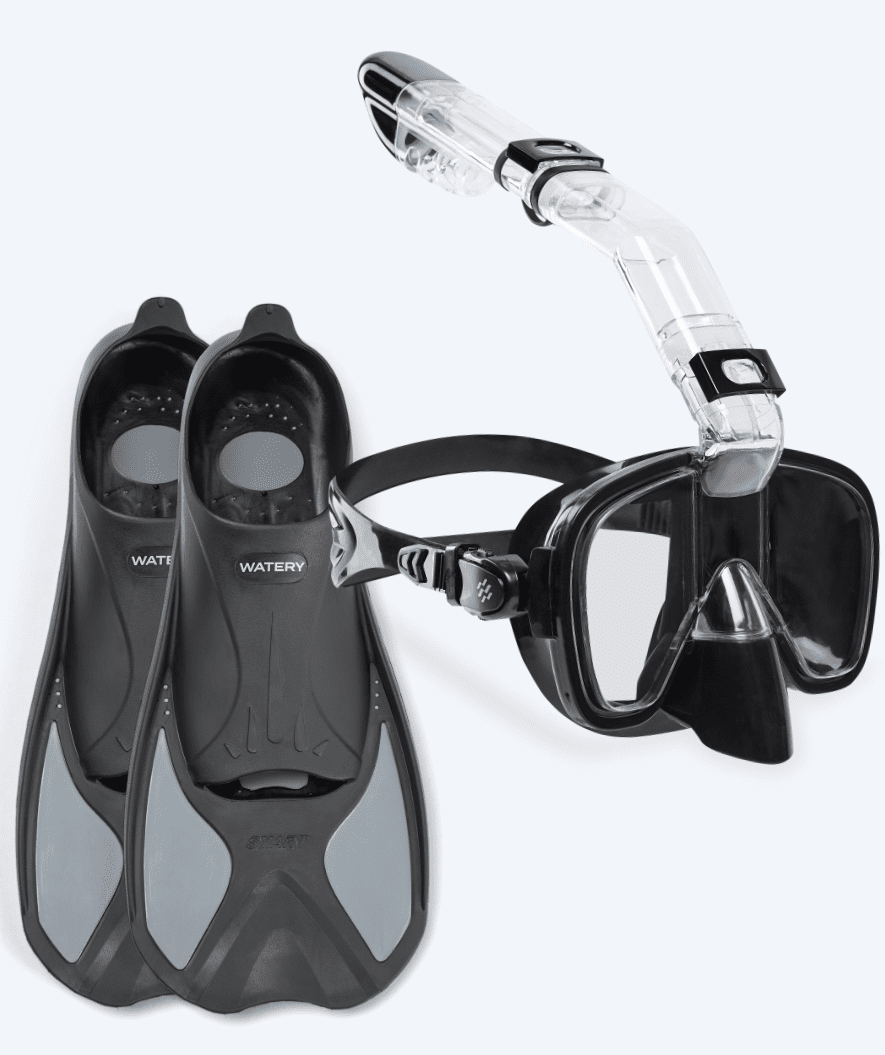 Watery snorkelset för barn - Pike/Pearl - Svart