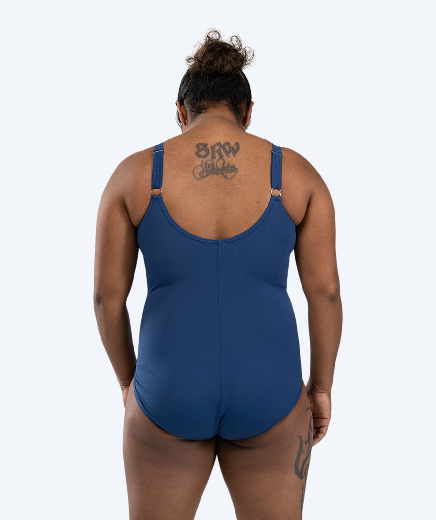 Watery baddräkt med inbyggd bh m. ränder för dam - Mystique Stripes - Marinblå