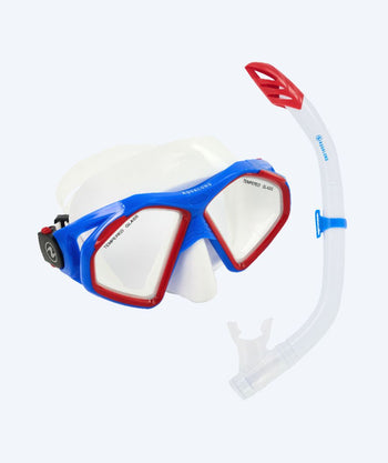 Aqualung Combo snorkelset för vuxna - Combo Hawkeye - Blå/röd