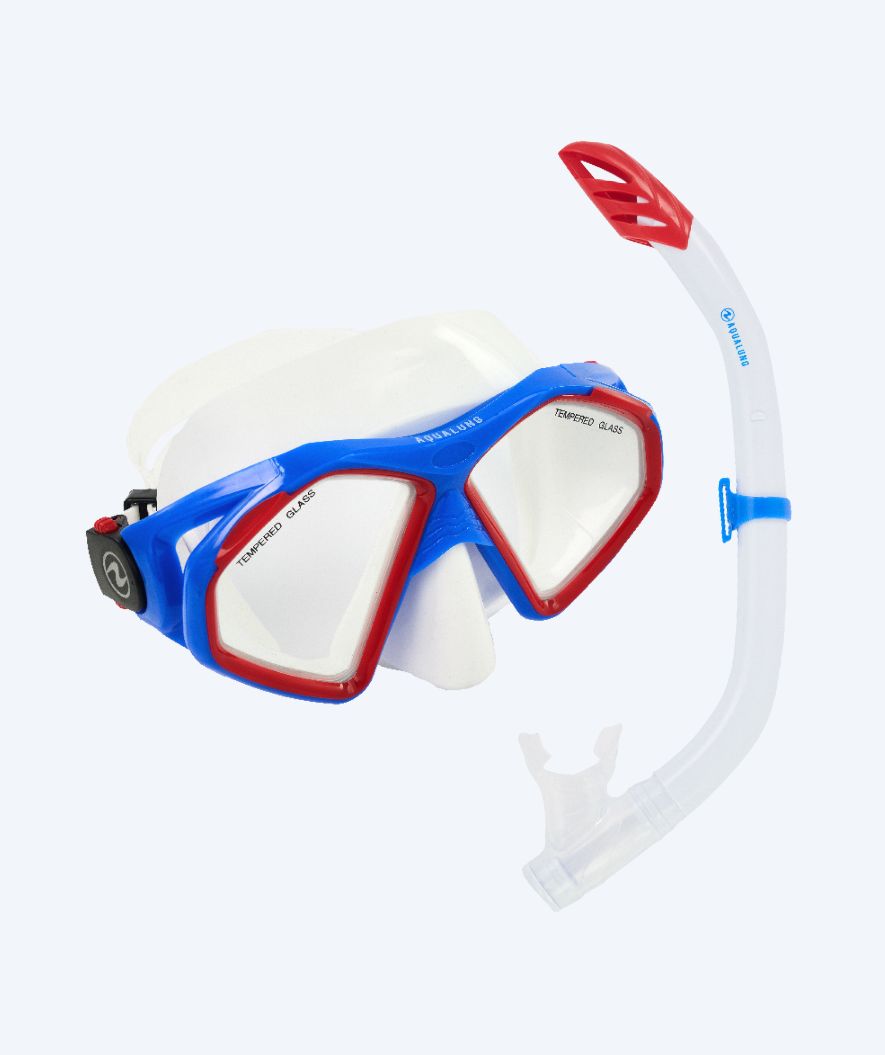 Aqualung Combo snorkelset för vuxna - Combo Hawkeye - Blå/röd