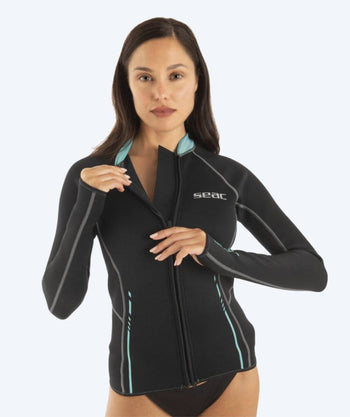 SEAC neoprentröja med blixtlås till kvinnor - Lover - Svart/turkos