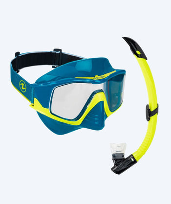 Aqualung Combo snorkelset för vuxna - Vita - Mörkblå/gul