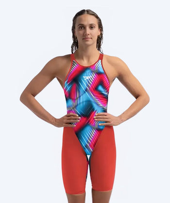 Speedo tävlingsbaddräkt för dam - LZR Pure Valor 2.0 - Röd/multifärgad