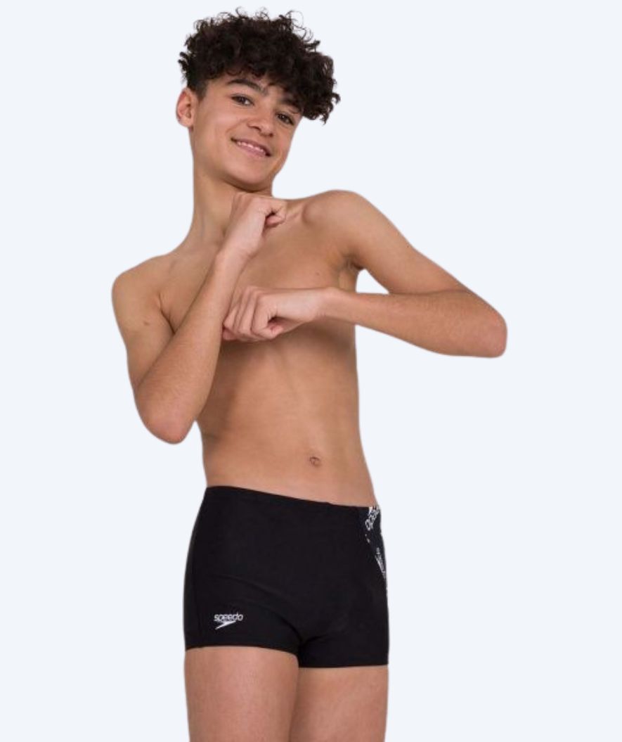 Speedo aquashorts til drenge - Allover Panel - Sort/hvid
