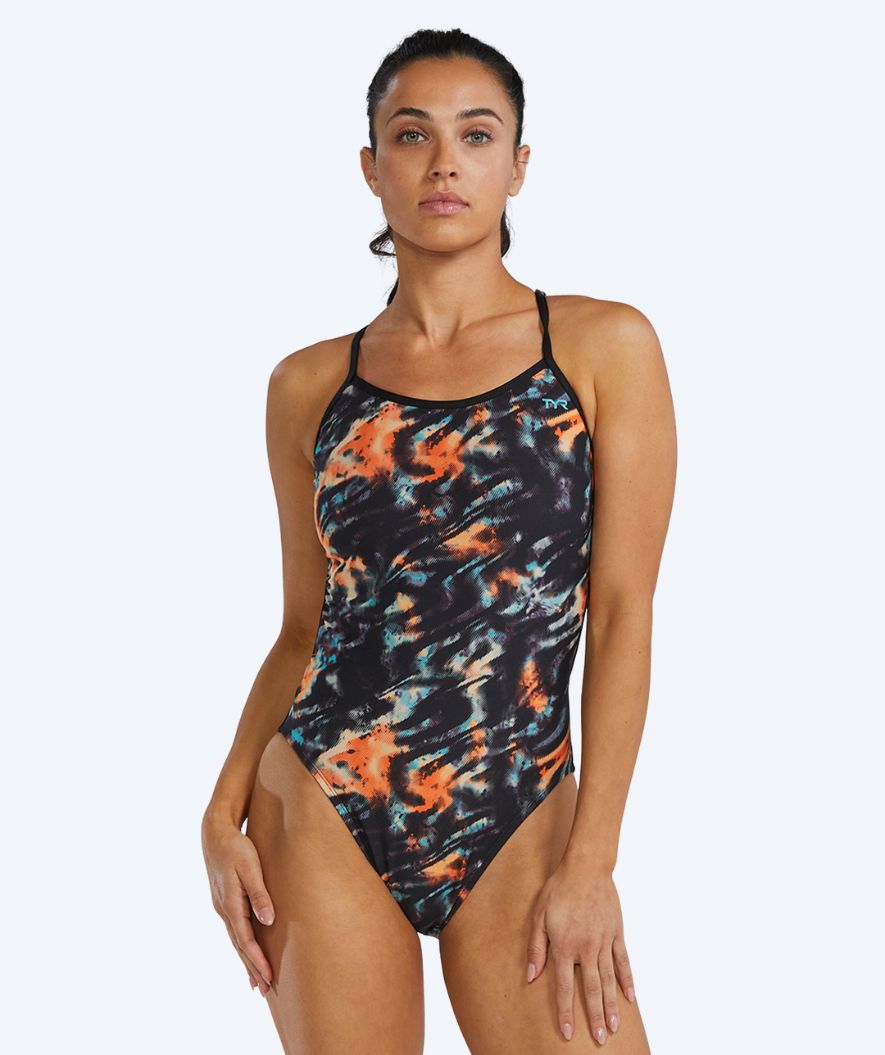 TYR baddräkt för dam - Durafast Elite Trinityfit - Svart/orange