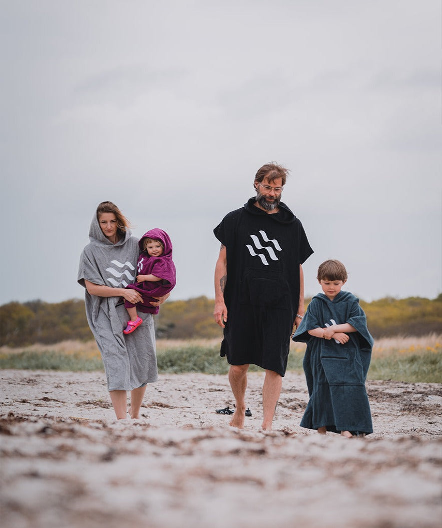 Watery badponcho för vuxna - Bomull - Svart