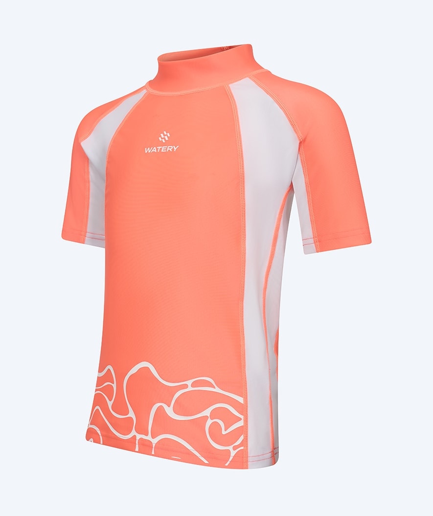 Watery UV-tröja för barn - Chilton Kortärmad Rashguard - Rosa/vit