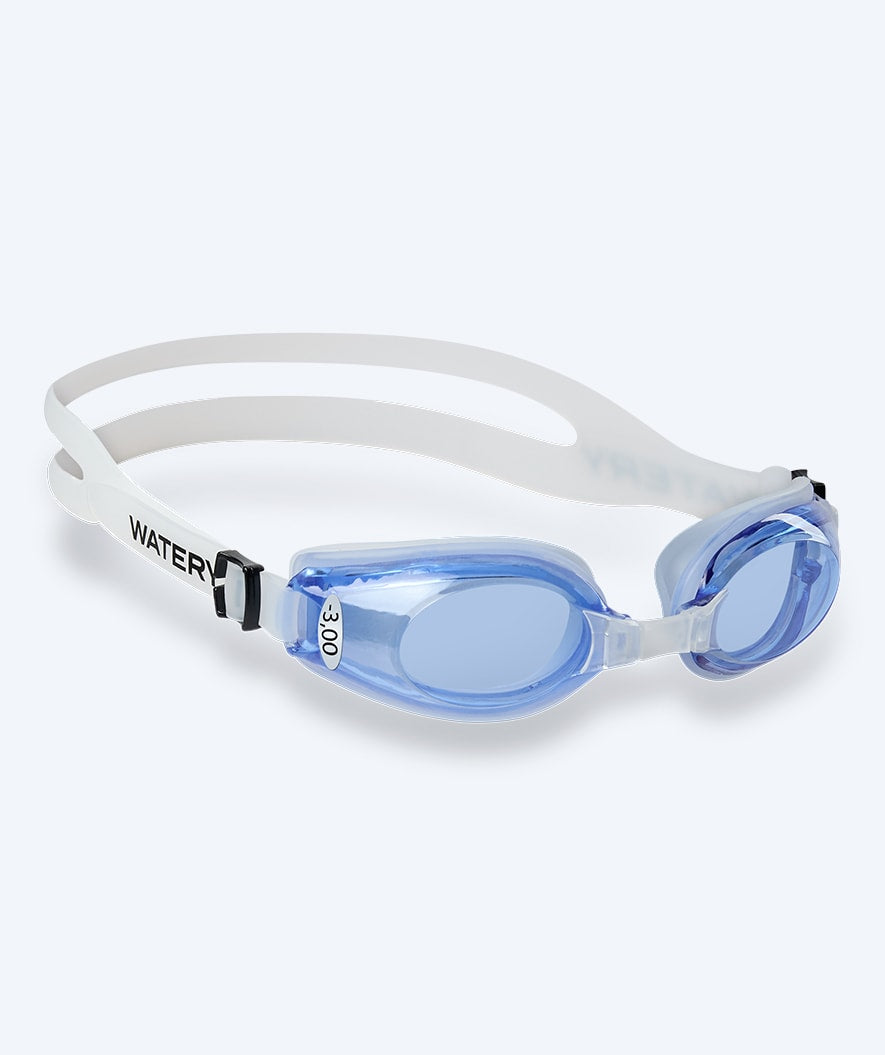 Watery närsynta simglasögon med styrka för vuxna - (-2.5) till (-8.0) - Watery Clivia - Klar (Blå lins)