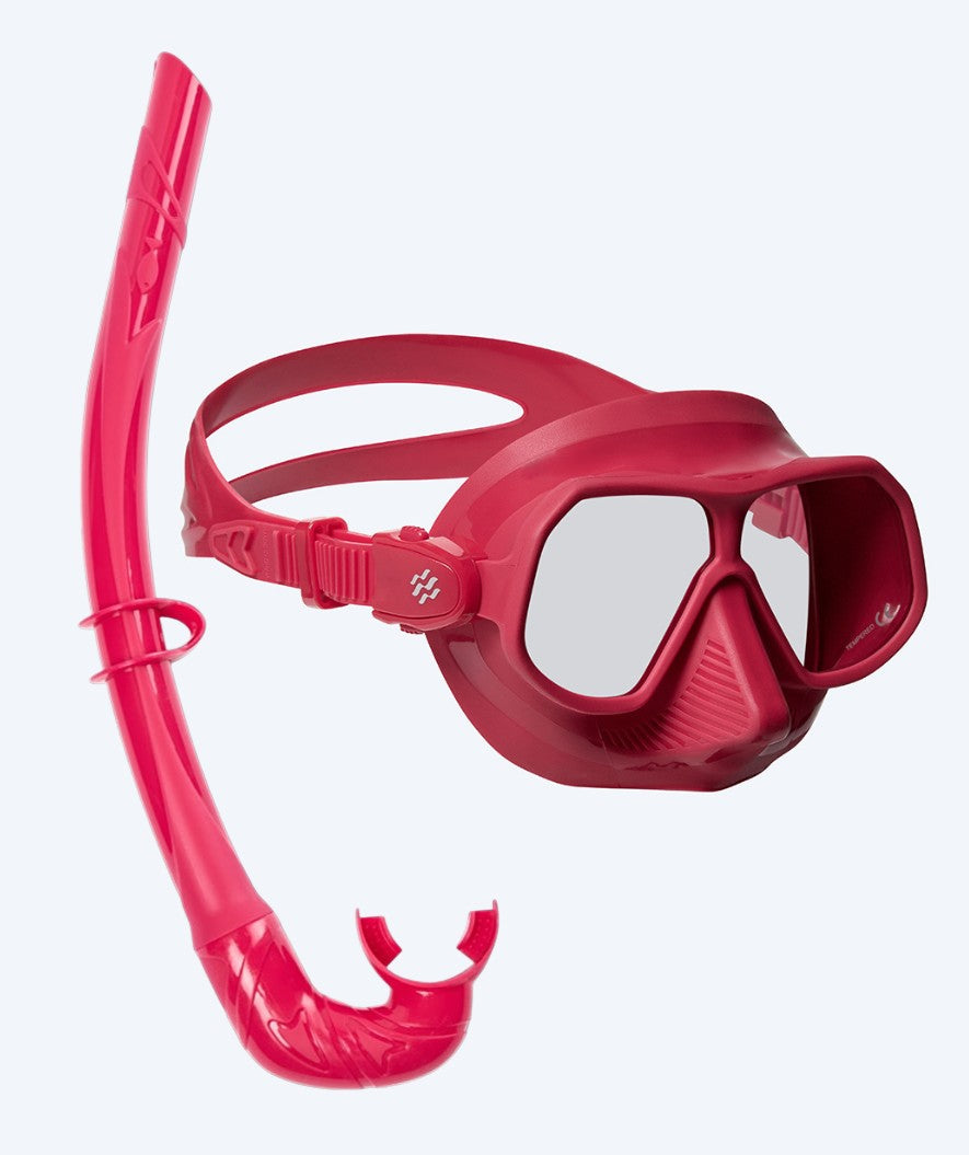 Watery Combo snorkelset för vuxna - Oceana/Cliff - Mörkröd/Röd