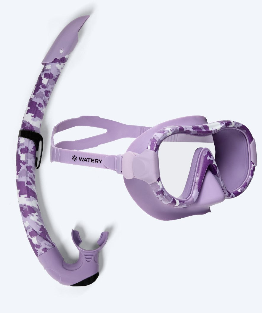 Watery Combo snorkelset för vuxna - Rudder Camo - Lila