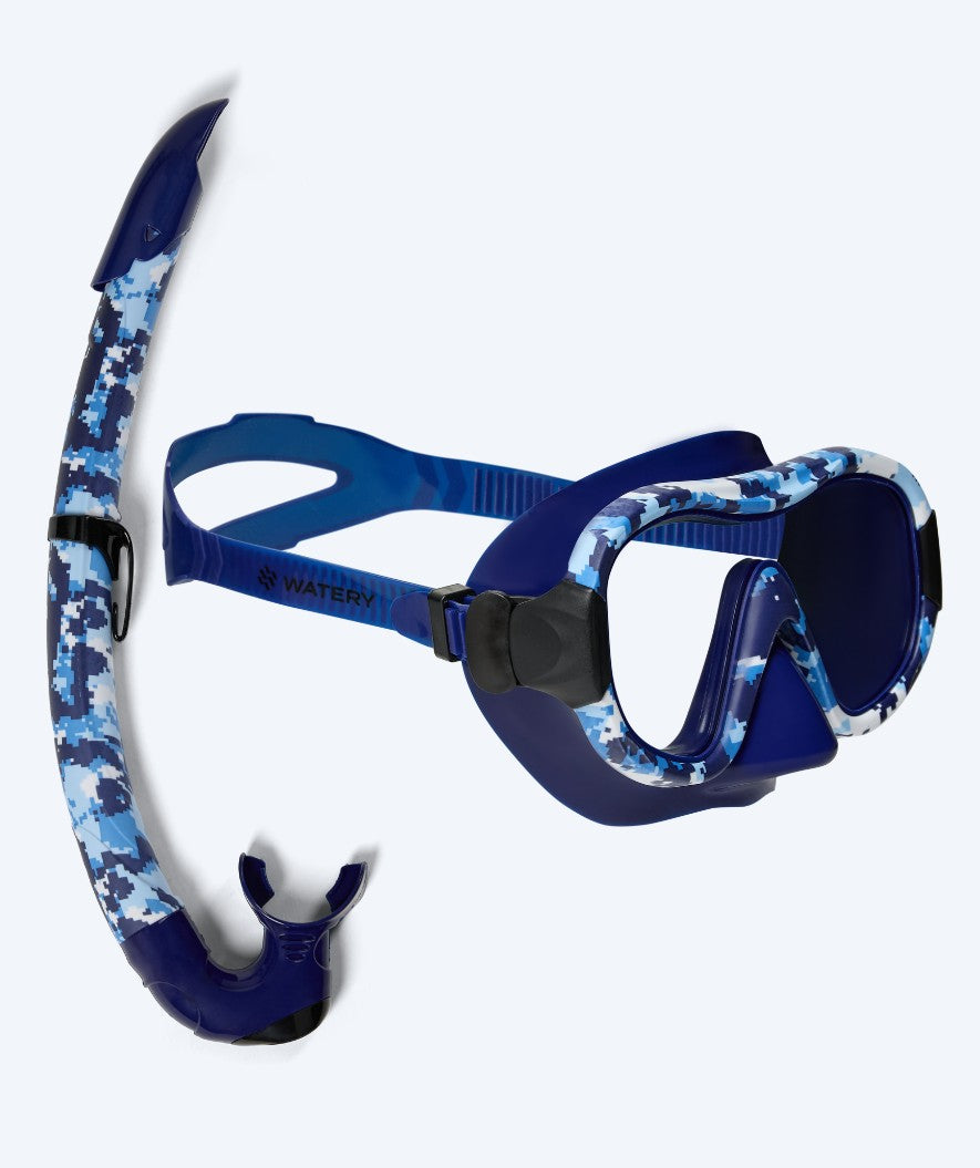 Watery Combo snorkelset för vuxna - Rudder Camo - Mörkblå
