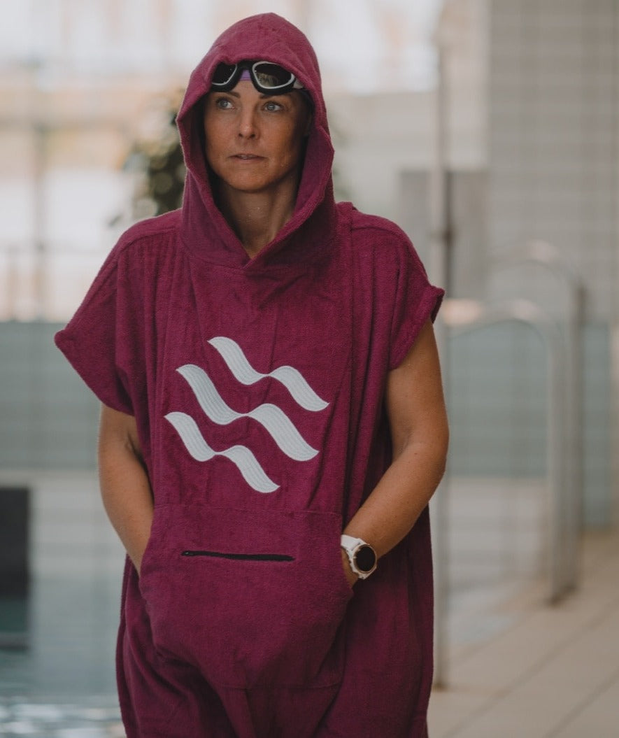Watery badponcho för vuxna - Bomull - Svart