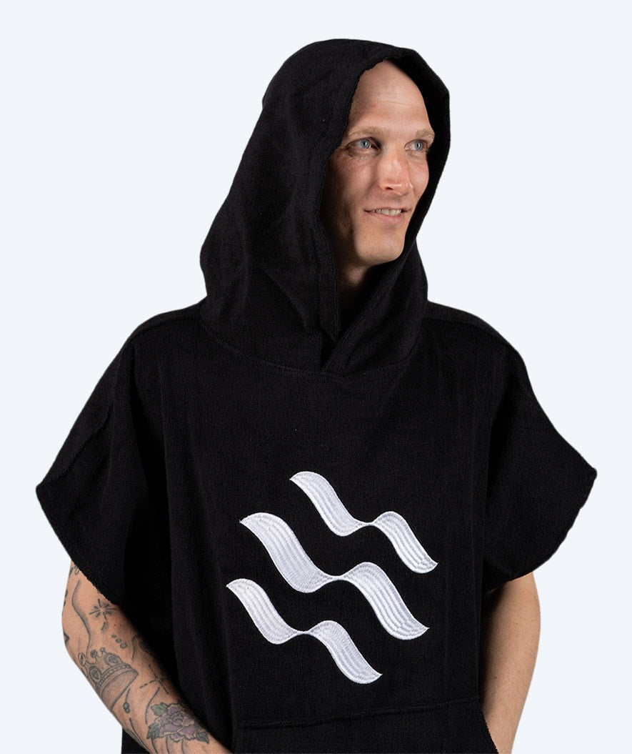 Watery badponcho för vuxna - Bomull - Svart