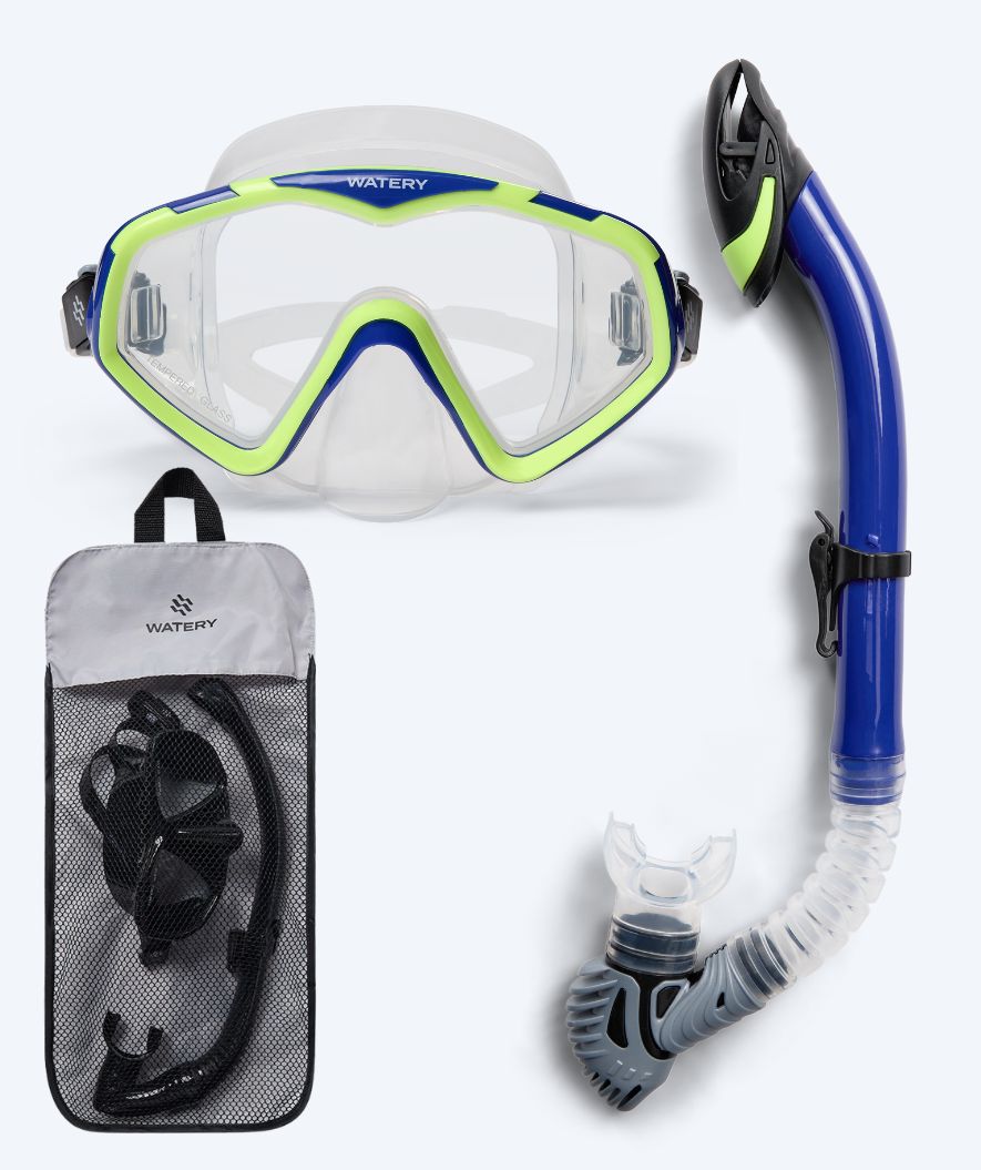 Watery Combo snorkelset för vuxna (från 15 år) - Leach - Blå/gul