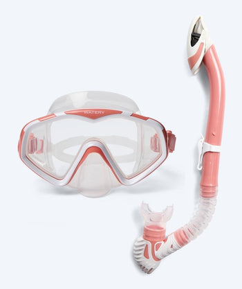 Watery Combo snorkelset för vuxna (+15) - Leach - Vit/rosa