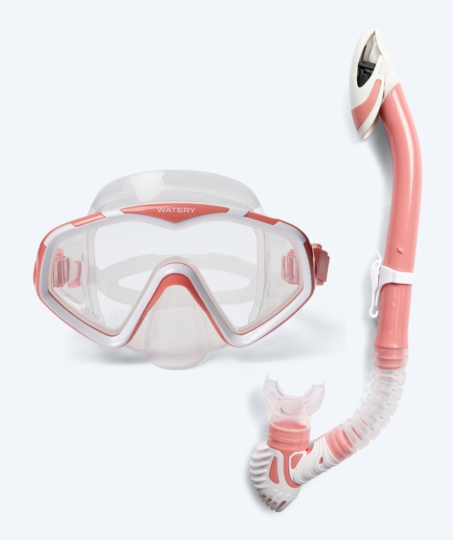 Watery Combo snorkelset för vuxna (från 15 år) - Leach - Vit/rosa